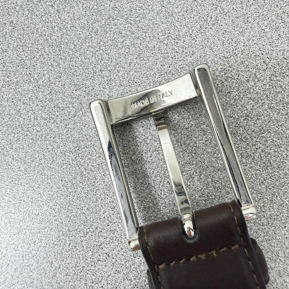 Brooks Brothers Leather Belt Mens 36 Wine Silver Buckle Italy 1.25in Preppy - Picture 10 of 10